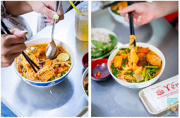 Bún Riêu Cô Yến의 바싹한 튀김 두부